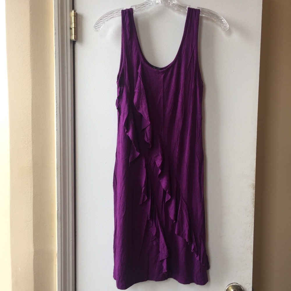 Purple Aqua dress with ruffle detail, worn once!!